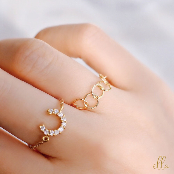 再販x5[14kgf]5ハンマードリングゴールドフィルドチェーンリング(号数・チェーンタイプ選択可能) 2枚目の画像