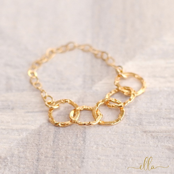 再販x5[14kgf]5ハンマードリングゴールドフィルドチェーンリング(号数・チェーンタイプ選択可能) 3枚目の画像