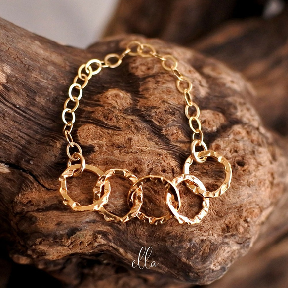 再販x5[14kgf]5ハンマードリングゴールドフィルドチェーンリング(号数・チェーンタイプ選択可能) 4枚目の画像