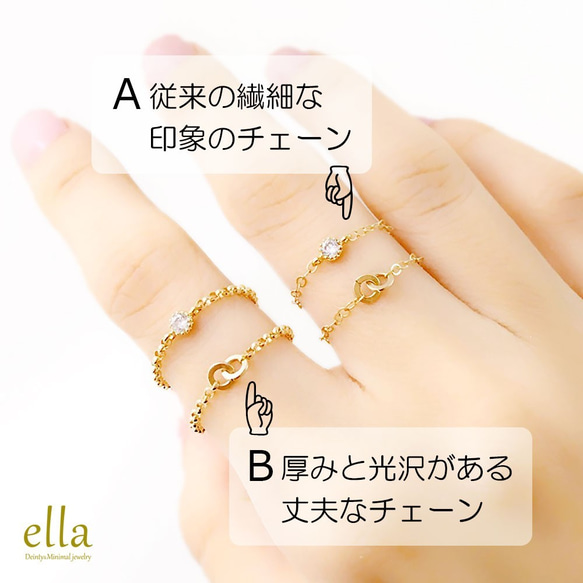 再販x5[14kgf]5ハンマードリングゴールドフィルドチェーンリング(号数・チェーンタイプ選択可能) 8枚目の画像