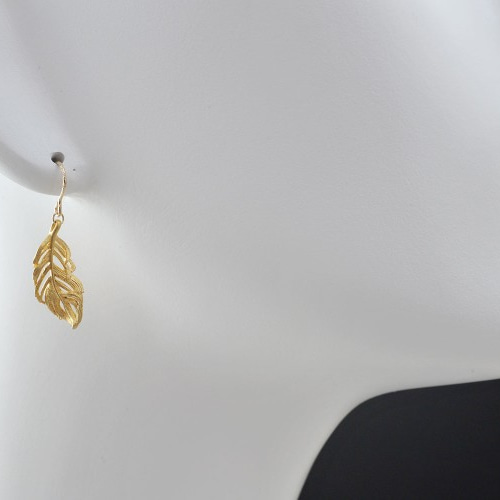 再販×12[14kgf] ゴールド フェザー ピアス・イヤリング、羽根の