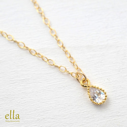 [14kgf] Teardrop Zirconia Necklace, Drop CZ Gold Filled Necklace 第2張的照片