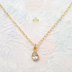 [14kgf] Teardrop Zirconia Necklace, Drop CZ Gold Filled Necklace 第3張的照片