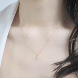 [14kgf] Teardrop Zirconia Necklace, Drop CZ Gold Filled Necklace 第4張的照片