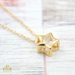 再次上架 [14kgf] Star Cubic Zirconia Necklace, Star CZ Diamond Gold 第2張的照片