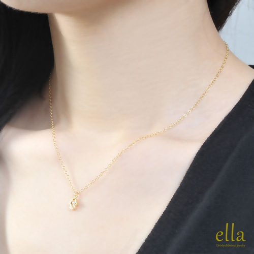 再販[14kgf]ハート ハムサハンド ゴールドフィルド ネックレス