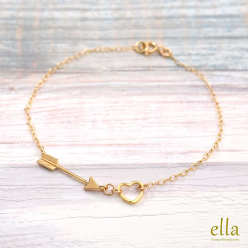 再販[14kgf]選べるカラー♡ 矢とハートのブレスレット、アロー