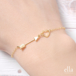 Resale [14kgf] 顏色選擇♡ Arrow and Heart Bracelet, Arrow Cupid Gold 第1張的照片