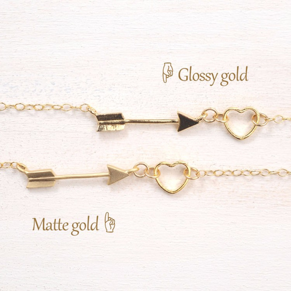 Resale [14kgf] 顏色選擇♡ Arrow and Heart Bracelet, Arrow Cupid Gold 第4張的照片