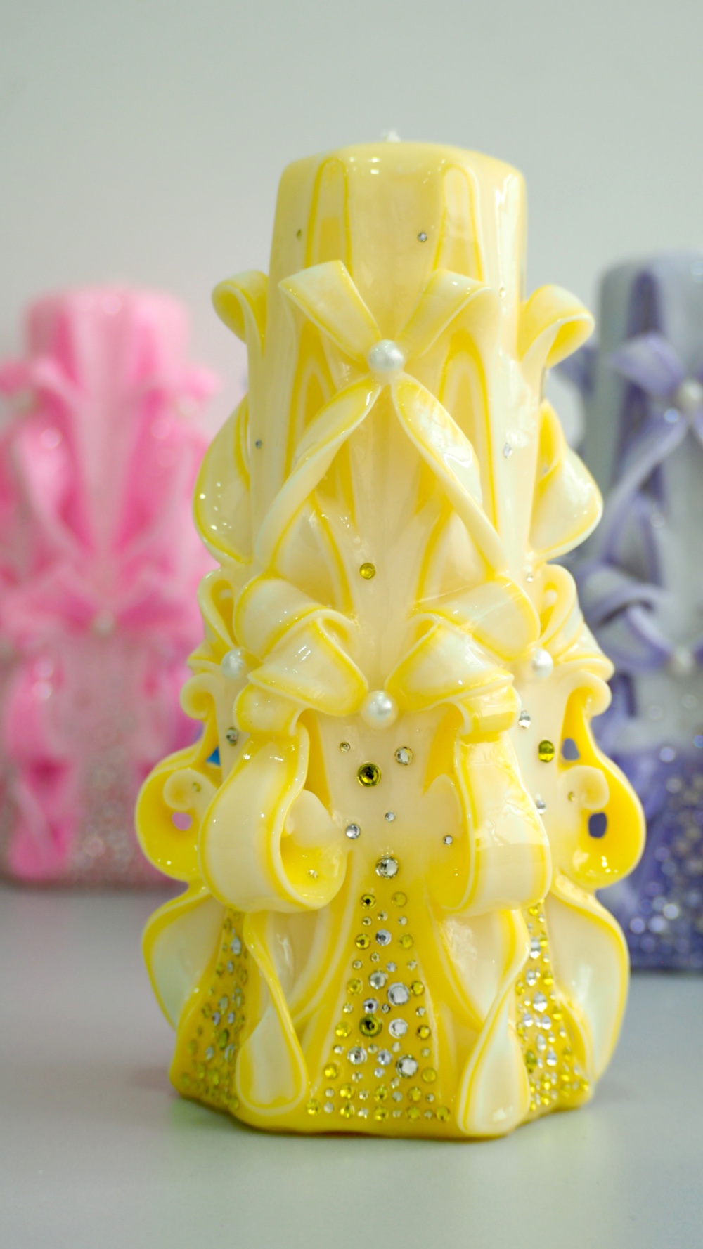 宮廷（8「）イエロー -  N彫るアールデコキャンドル/アートキャンドルをカット