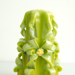 CutNCarve裝飾藝術蠟燭/Decorative Art Candle - Elegante 6" (黃+綠) 第1張的照片