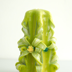 CutNCarve裝飾藝術蠟燭/Decorative Art Candle - Elegante 6" (黃+綠) 第2張的照片