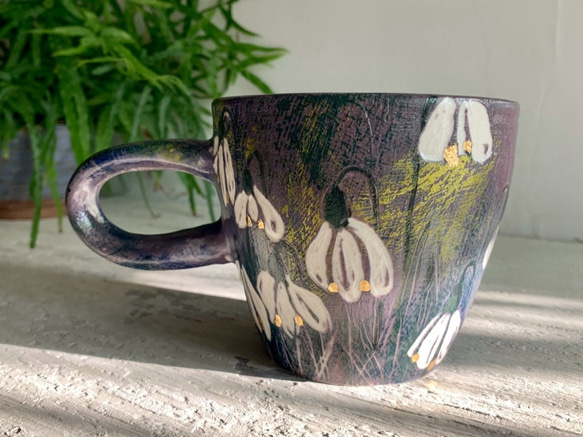 スノードロップセラミックコーヒーcup_potteryマグ 3枚目の画像