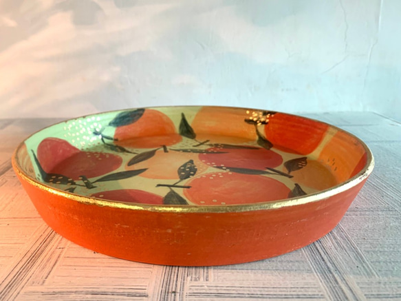 金桔如意陶製圓盤_陶器餐盤 第2張的照片