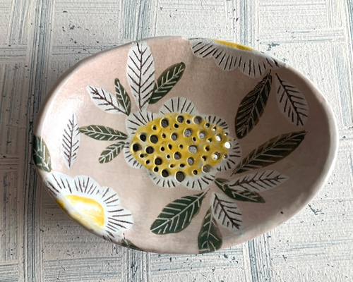 灰粉花葉セラミック石鹸皿_陶器装飾石鹸皿 バス・トイレ・洗面