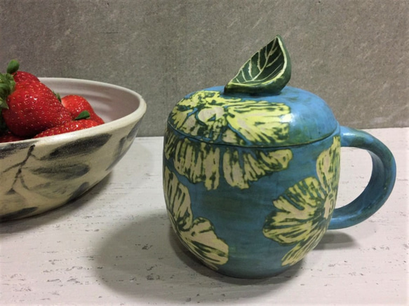 普普風印象罌粟花系列-附蓋咖啡杯_陶器馬克杯 第2張的照片
