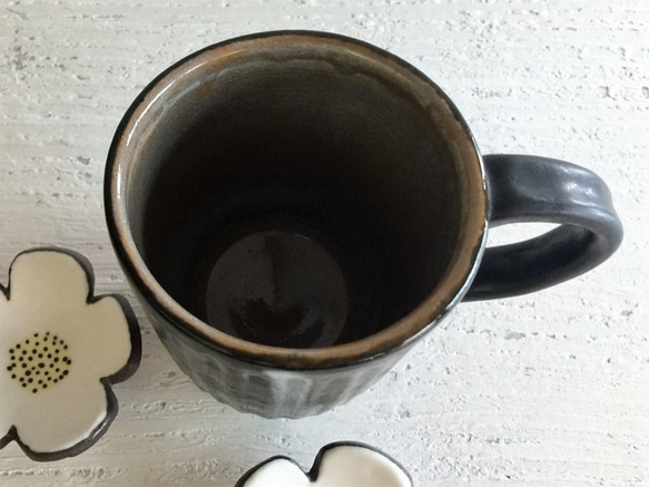 簡約酷黑直紋咖啡杯_陶器馬克杯 第2張的照片