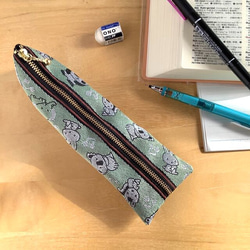 畳縁 動物圖案　筆盒　松鼠　貓　考拉　狗　兔　日式　綠色 第7張的照片