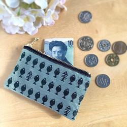 畳縁  硬幣錢包　名片夾　魚　日式　 綠色 第4張的照片