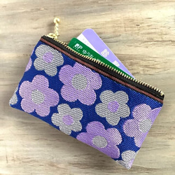 畳縁　硬幣錢包　名片夾　復古流行　花藝設計　日式　可愛　紫色 第1張的照片