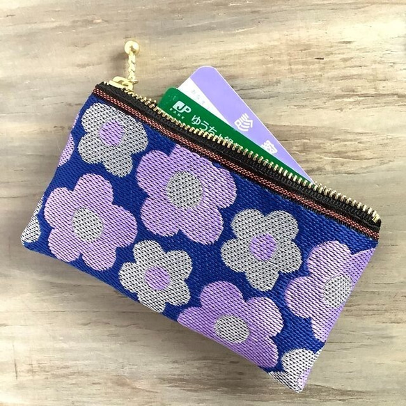 畳縁　硬幣錢包　名片夾　復古流行　花藝設計　日式　可愛　紫色 第2張的照片