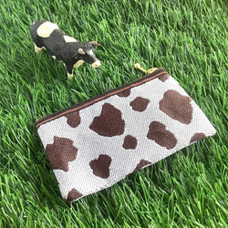 畳縁　硬幣錢包　名片夾　日式　牛圖案　荷斯坦　咖啡牛奶　深棕色　 第1張的照片