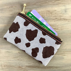 畳縁　硬幣錢包　名片夾　日式　牛圖案　荷斯坦　咖啡牛奶　深棕色　 第4張的照片