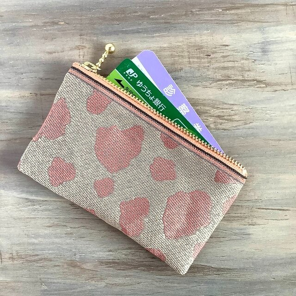 畳縁　硬幣錢包　名片夾　日式　牛圖案　荷斯坦　桃奶 第1張的照片