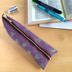 畳縁　笔盒　三葉草　日式　可爱　四葉　淡紫色　幸運物品 第2張的照片