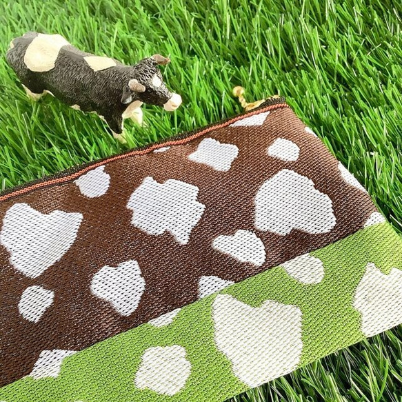 畳縁　口罩小袋　日式　牛圖案　荷斯坦　深棕色　抹茶色 第9張的照片