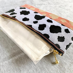 畳縁　口罩小袋　日式　牛圖案　荷斯坦　單調　粉色的 第3張的照片