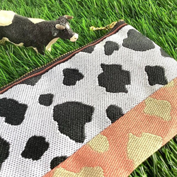 畳縁　口罩小袋　日式　牛圖案　荷斯坦　單調　粉色的 第10張的照片