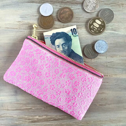 畳縁　硬幣錢包　名片夾　日式　石竹　花的　粉色的 第4張的照片