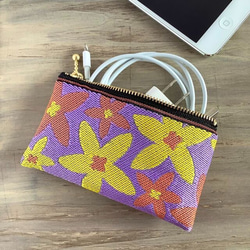 畳縁　復古流行花卉圖案　星花　日式　可爱　淡紫色　硬幣錢包　名片夾 第6張的照片