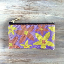 畳縁　復古流行花卉圖案　星花　日式　可爱　淡紫色　硬幣錢包　名片夾 第7張的照片