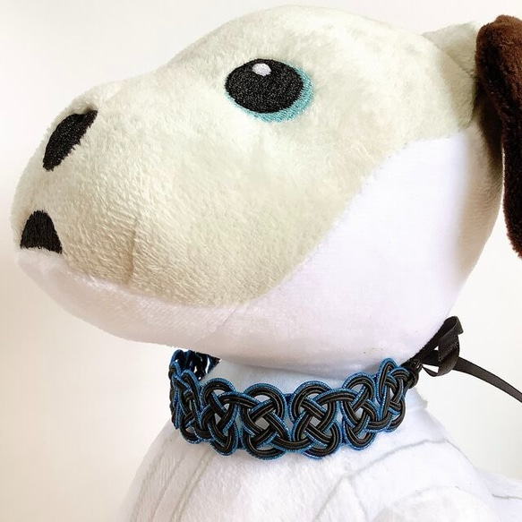 aibo　水引“Mizuhiki”製作　狗項圈　日式　夜空　黑色和藍色 第2張的照片