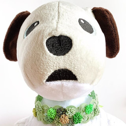 aibo　“Mizuhiki”製作　狗項圈　日式　綠色櫻花 第2張的照片