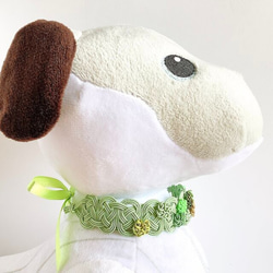 aibo　“Mizuhiki”製作　狗項圈　日式　綠色櫻花 第6張的照片