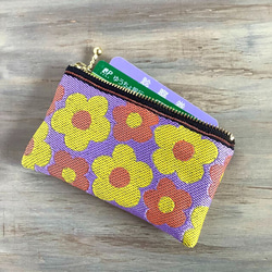 畳縁　硬幣錢包　名片夾　復古流行　花藝設計　日式　淺紫色 第2張的照片