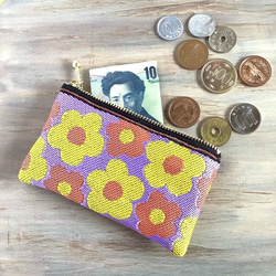畳縁　硬幣錢包　名片夾　復古流行　花藝設計　日式　淺紫色 第4張的照片