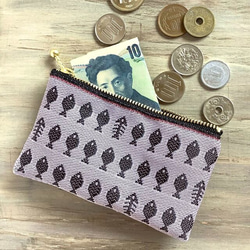 畳縁  硬幣錢包　名片夾　魚　日式　灰櫻桃 第3張的照片