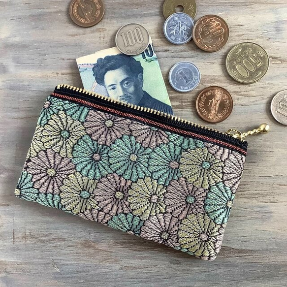 畳縁　菊花　硬幣錢包　名片夾　日式　雛菊　微妙的顏色 第2張的照片