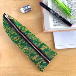 畳縁  竹子　筆盒　日式　綠色 第1張的照片