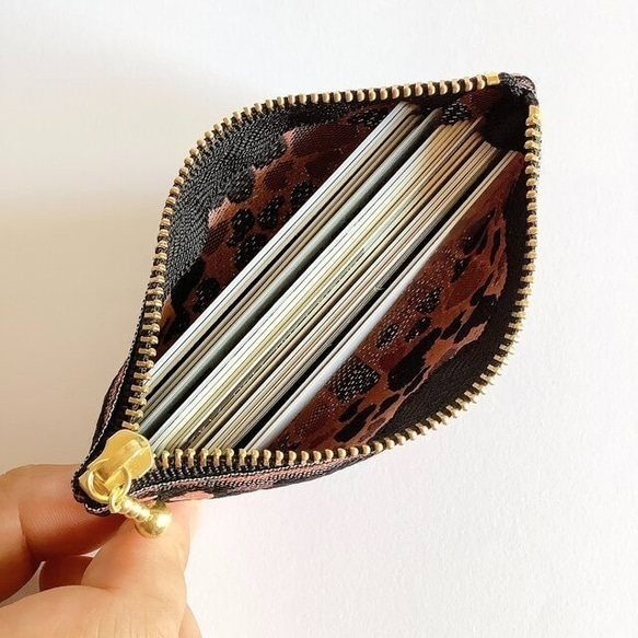畳縁　硬幣錢包　名片夾　日式　花的　李子　靛青　金的 第2張的照片