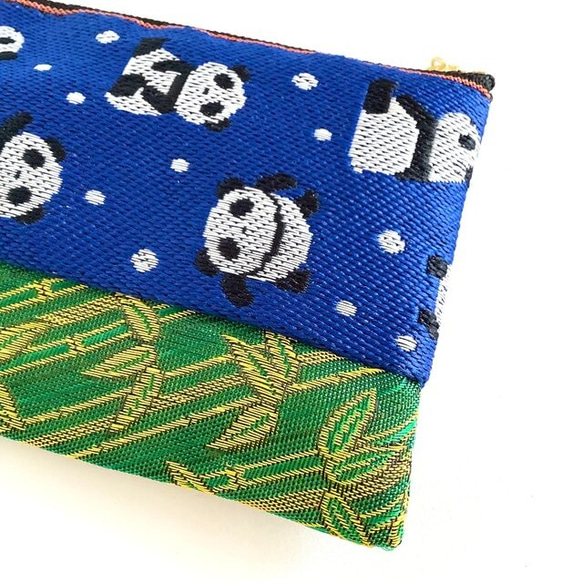 畳縁　口罩小袋　日式　熊貓　竹子　筆盒　海軍藍 第5張的照片