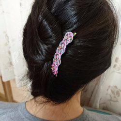 水引“Mizuhiki”製作　髮飾　梳子【春天的仙女】　淡粉色　芭蕾舞女演員　日式　柔和的顏色 第5張的照片