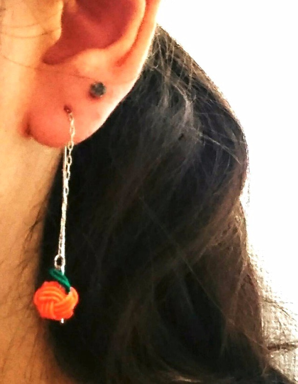 水引“Mizuhiki”製作　擺動耳環　蘋果　水果　日式 第5張的照片