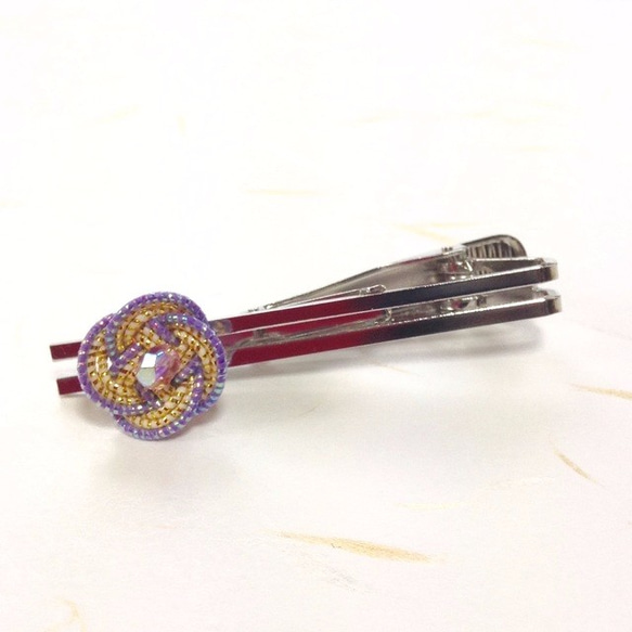 「水引（Mizuhiki）」製　ネクタイピン　【紫陽花】　タイピン 2枚目の画像