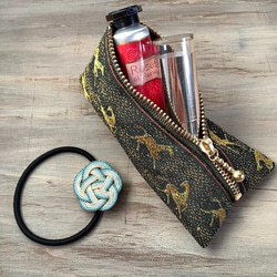 アハルテケ】畳縁 馬柄 ミニポーチ テトラ型 小銭入れ 和風 ポーチ