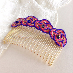 水引“Mizuhiki”製作　髮飾　梳子　【東方色】　品紅　海軍藍　肚皮舞　日式 第2張的照片
